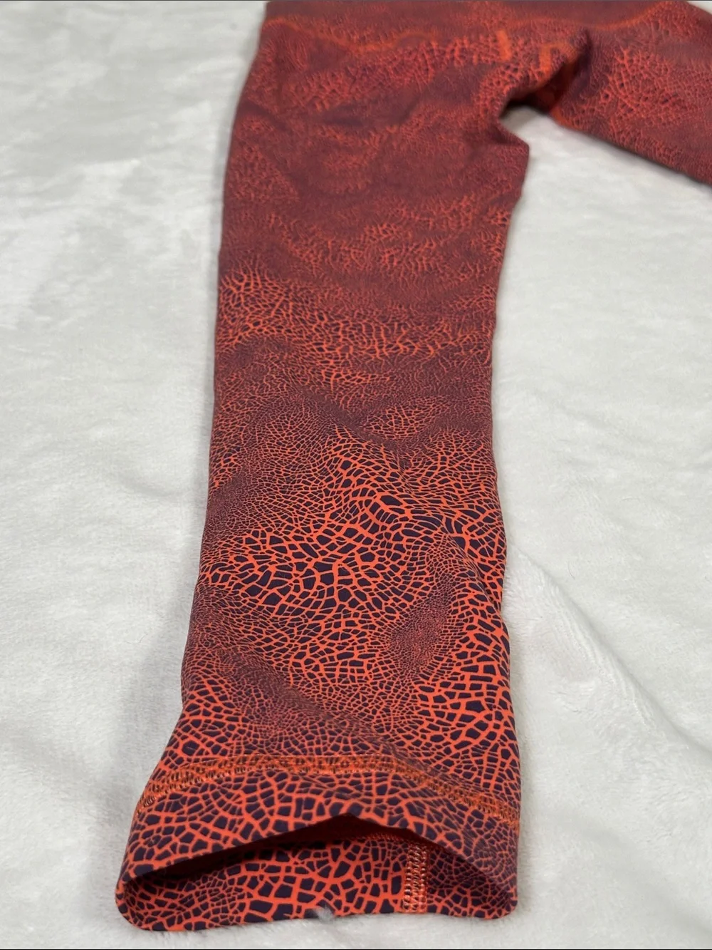 lululemon athletica Neon Orange and Navy Patterned 3/4 Leggings